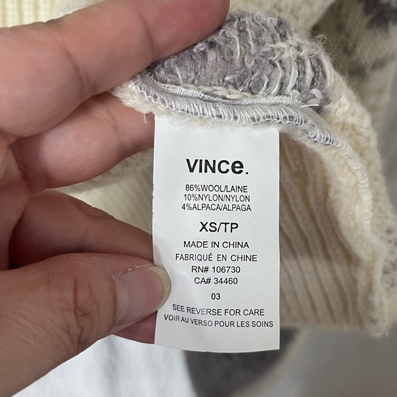 Vince Textured Graphic Wool and Alpaca Cardigan Sweater Iroy/Gray Women’s XS - Picture 10 of 13